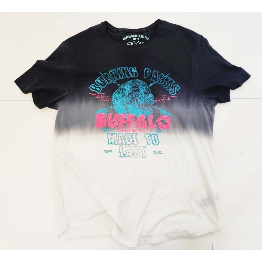 Buffalo David Bitton Men 2 sided Short Sleeve T-Shirt XL BURNING PALMS SKULL